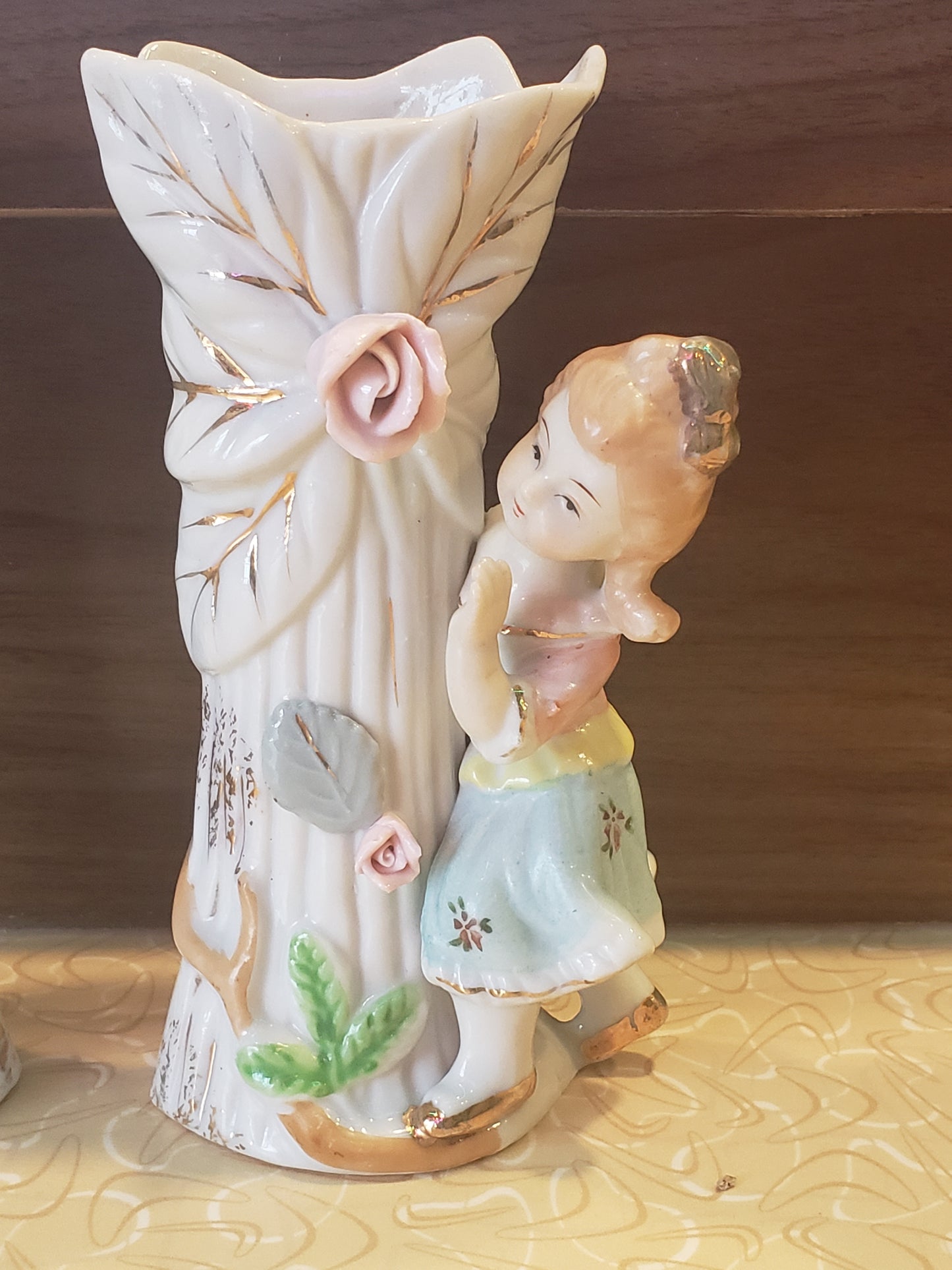 UCAGCO 1950s porcelain children bisque vase set