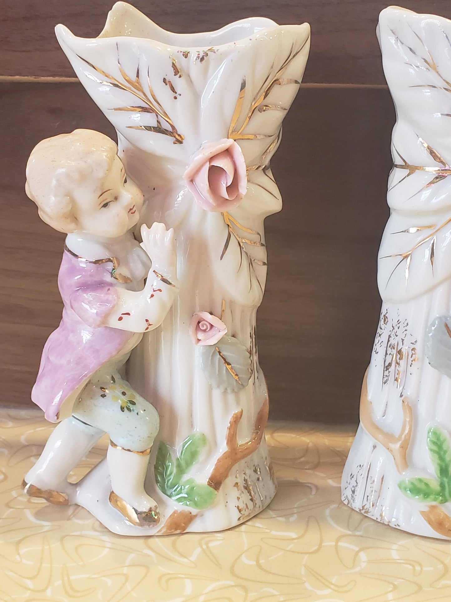 UCAGCO 1950s porcelain children bisque vase set