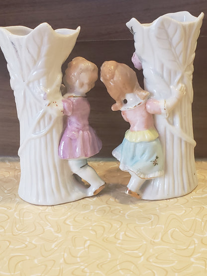 UCAGCO 1950s porcelain children bisque vase set