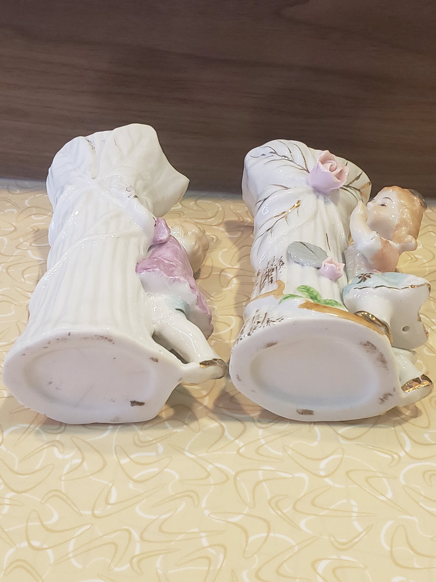 UCAGCO 1950s porcelain children bisque vase set