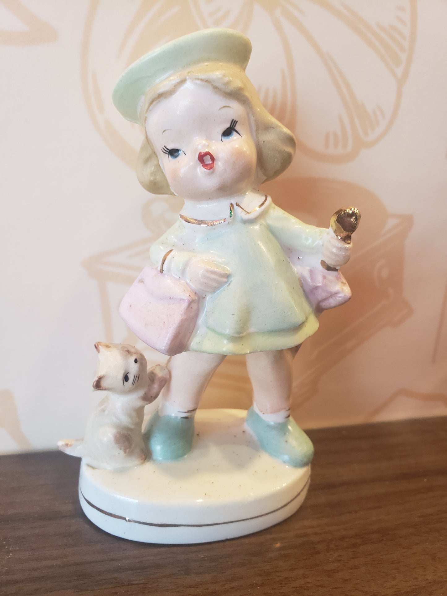 NAPCO Rainy Day Girl figurine with kitty cat