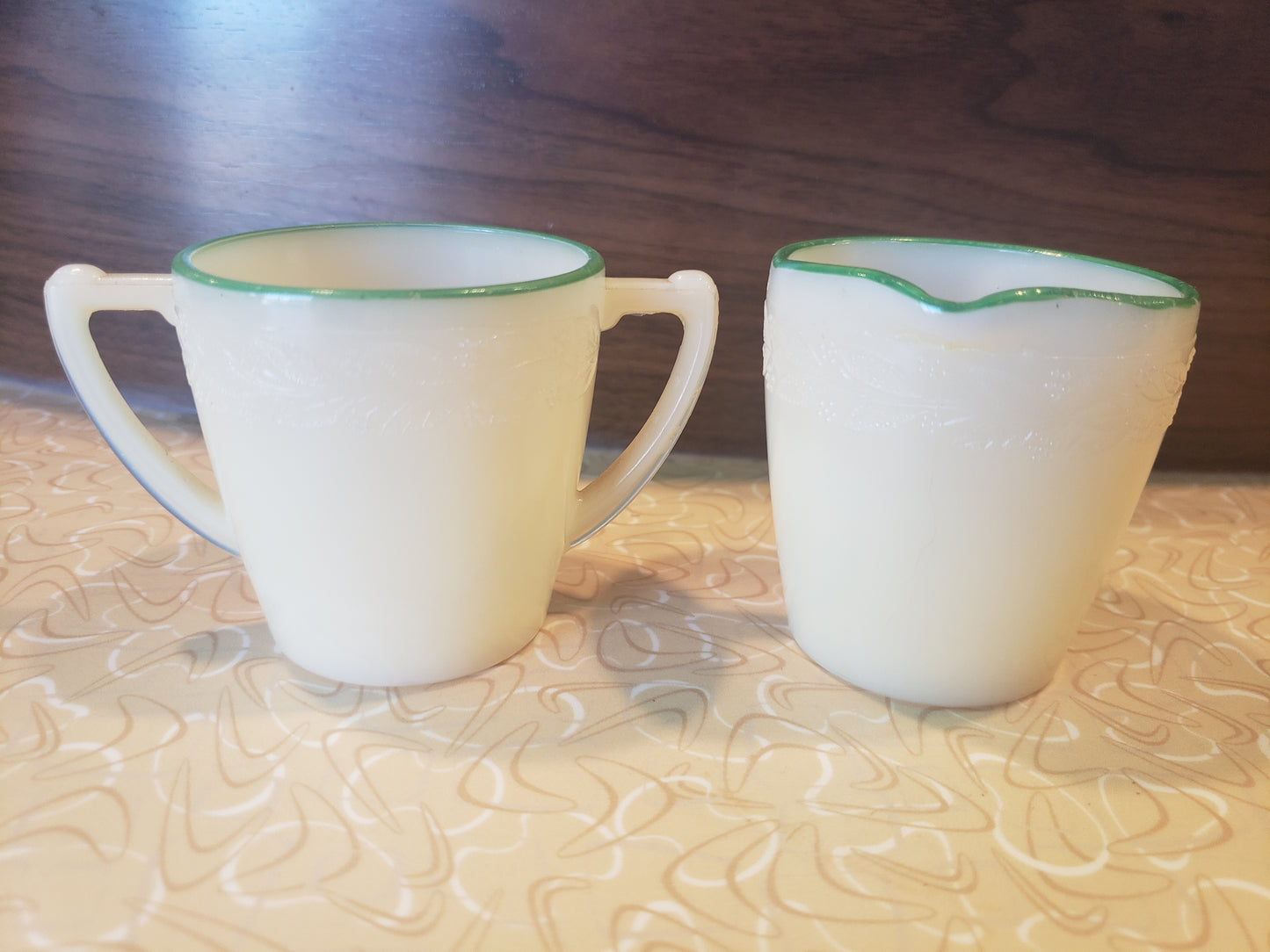 Laurel McKee Uranium Glass Mini Creamer &amp; Sugar Bowl Set