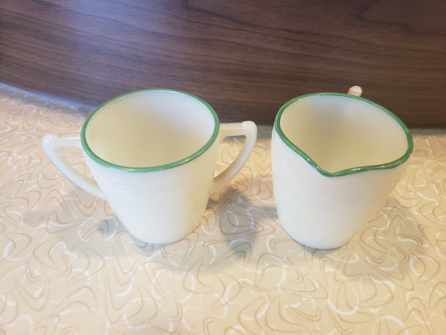 Laurel McKee Uranium Glass Mini Creamer &amp; Sugar Bowl Set