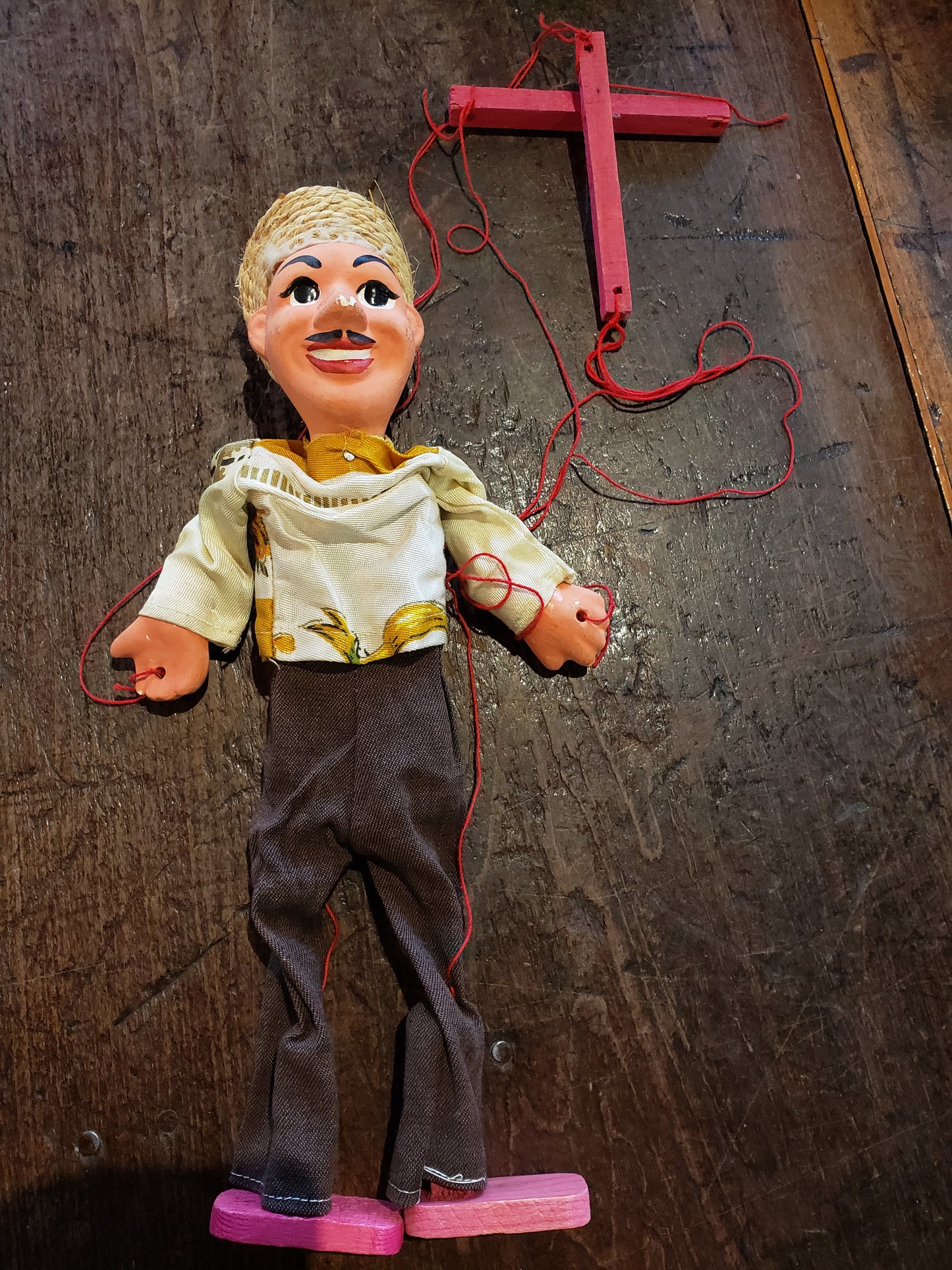 Straw Hat man vintage marionette