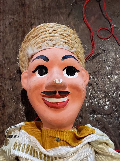 Straw Hat man vintage marionette