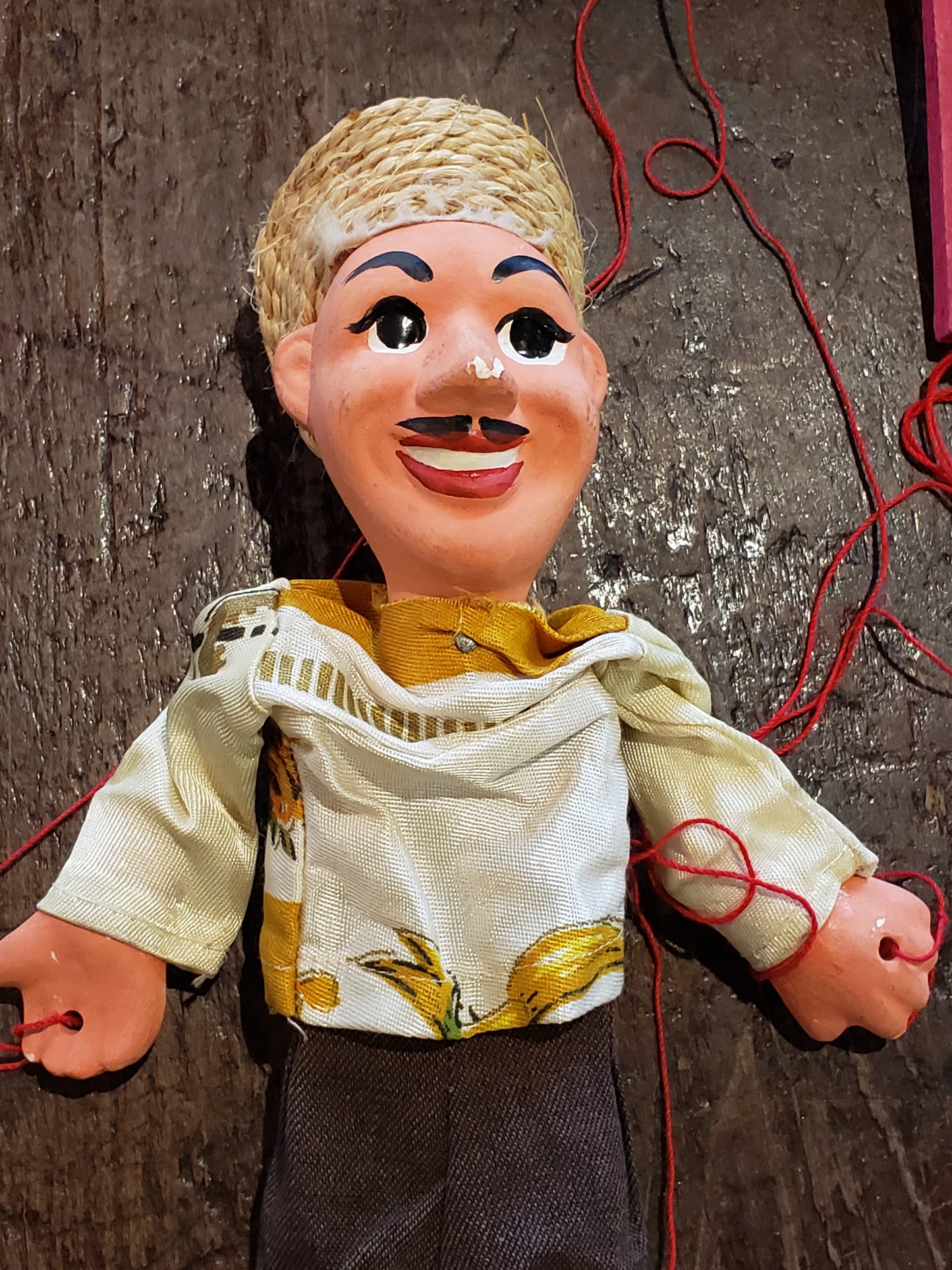 Straw Hat man vintage marionette