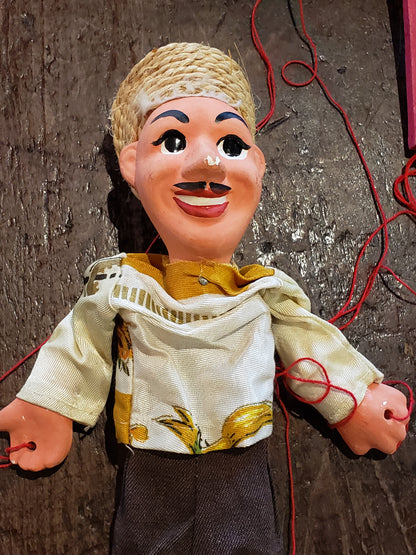 Straw Hat man vintage marionette