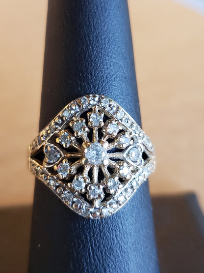 10K Diamond Cluster Ring size 8