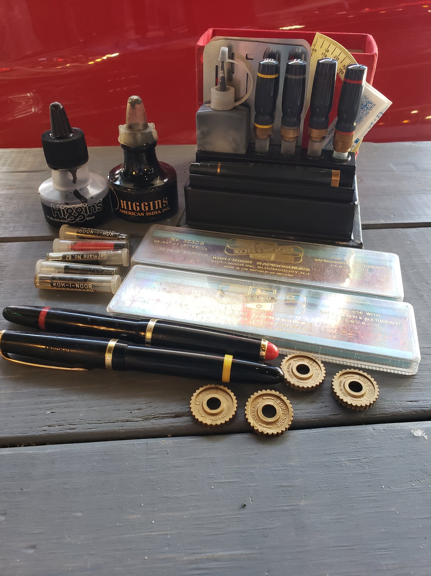 Vintage KOH-I-NOOR RAPIDOGRAPH Engineering Drafting Pen Set & extras