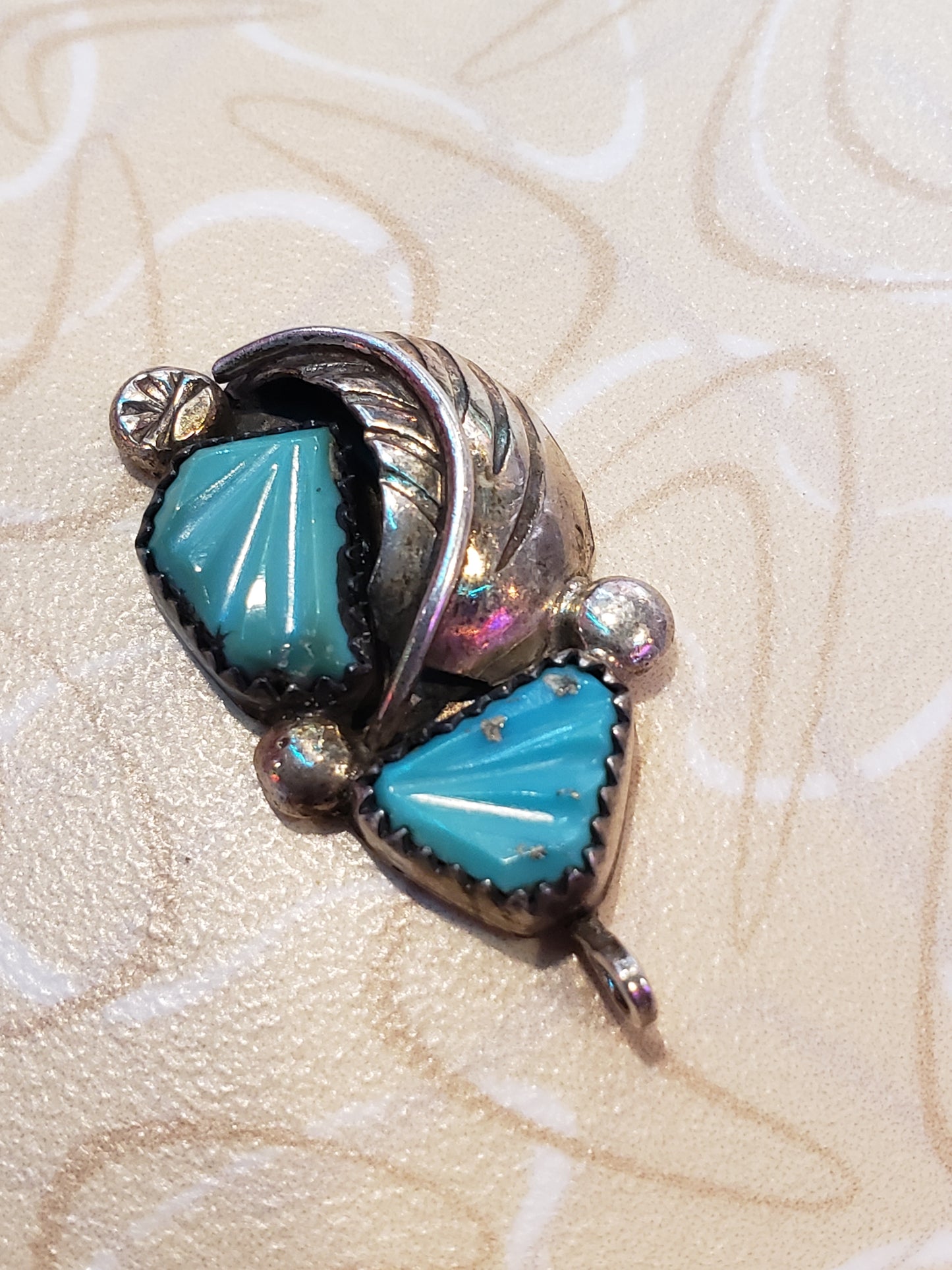 Turquoise and sterling Feather pendant
