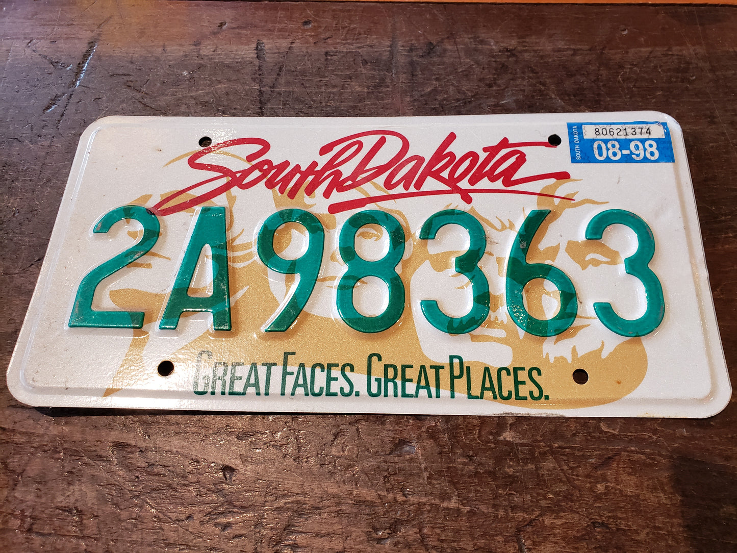 1998 South Dakota License Plate #2A98363