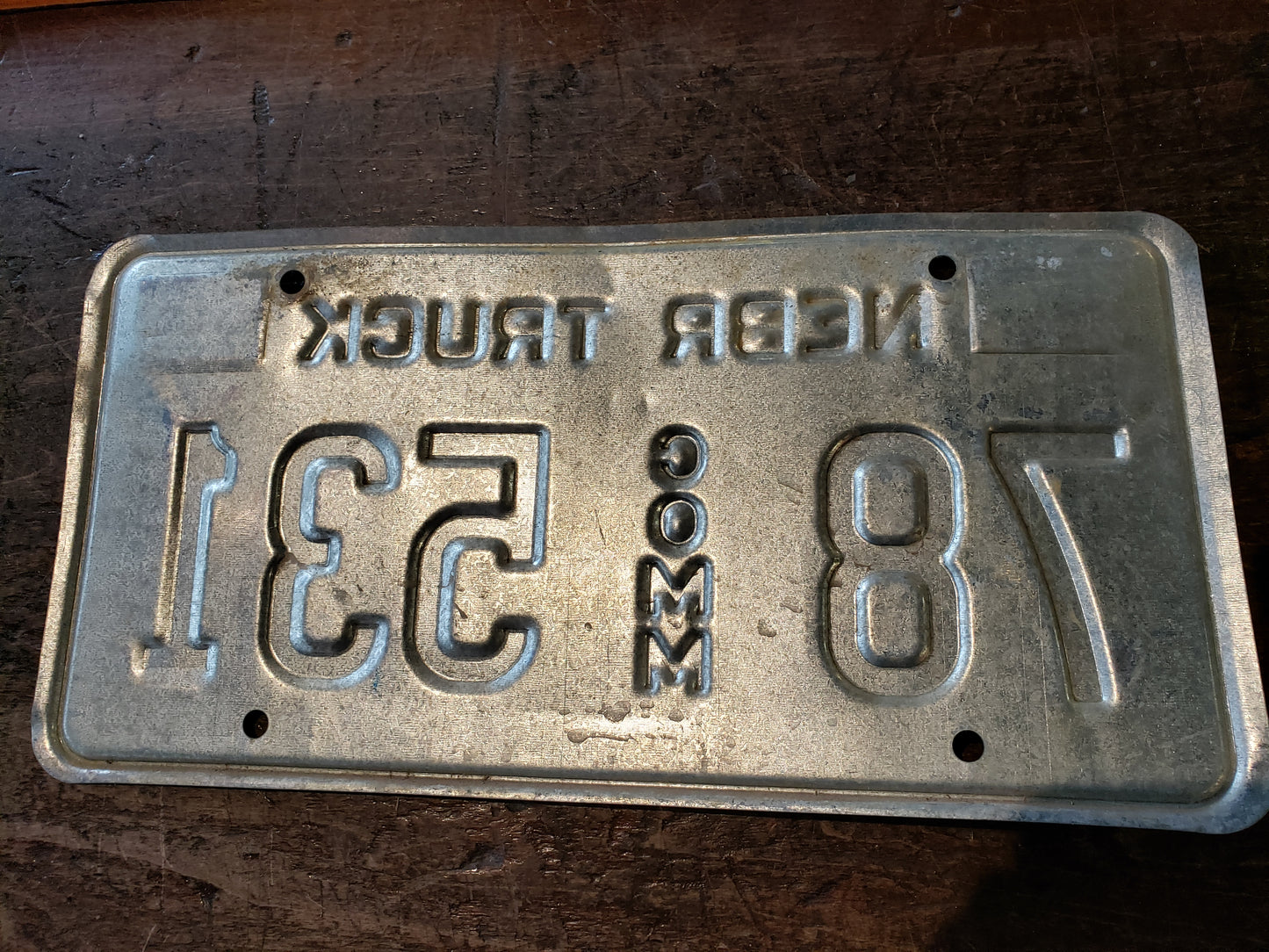 1996 Nebraska Commercial Truck License Plate 78 COMM 531