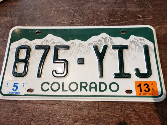 2013 expired Colorado License Plate 875-YIJ