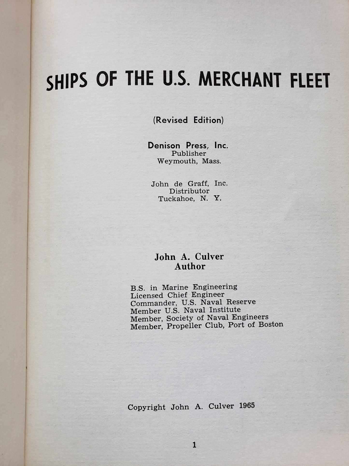 Ships of the US Merchant Fleet, by John A. Culver (1965)
