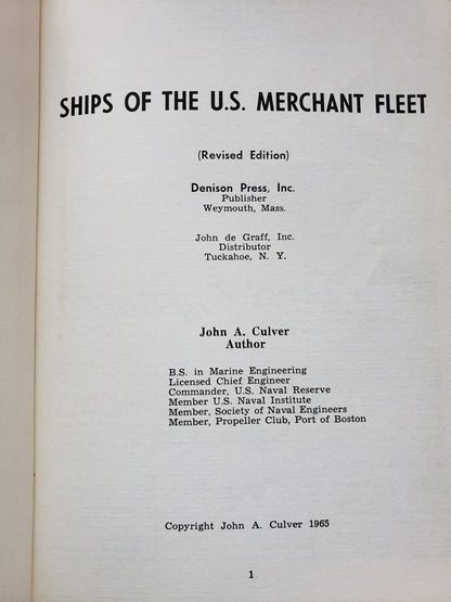 Ships of the US Merchant Fleet, by John A. Culver (1965)