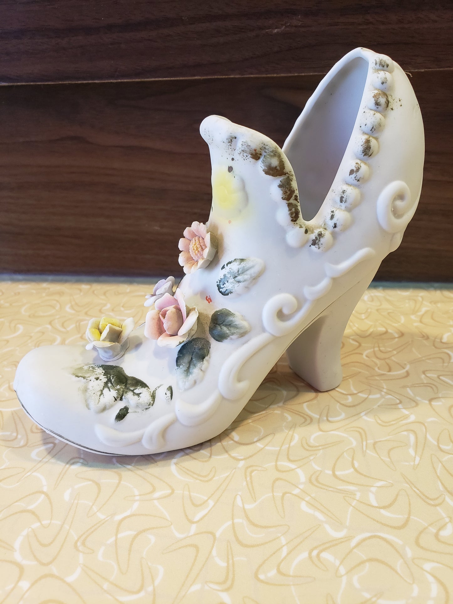 White floral porcelain shoe