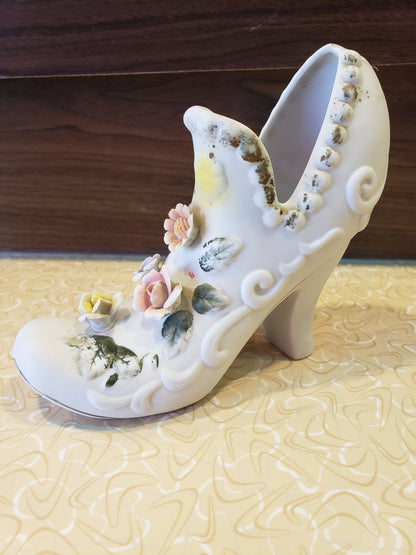 White floral porcelain shoe