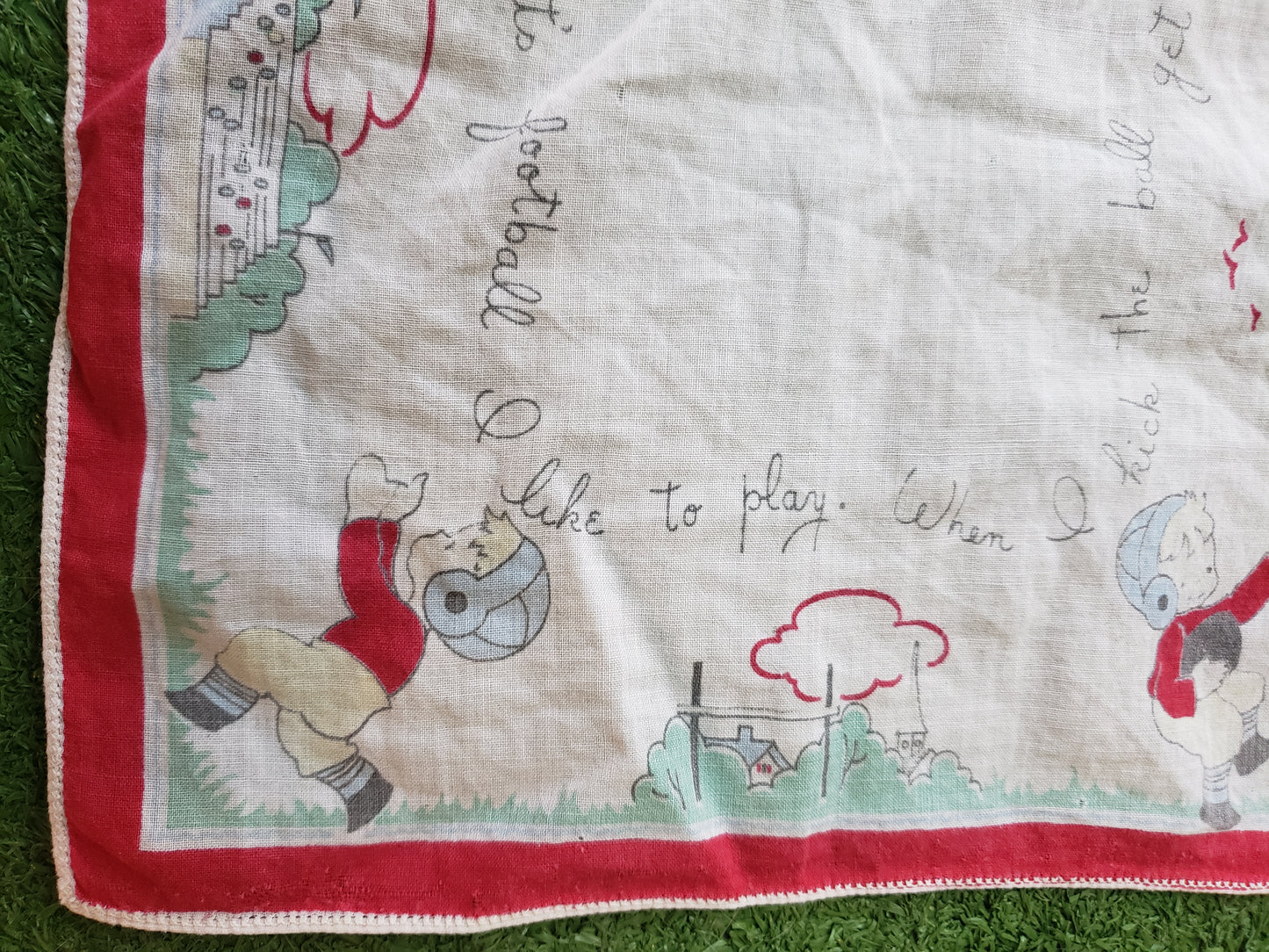 Vintage Football Themed Child's handkerchief