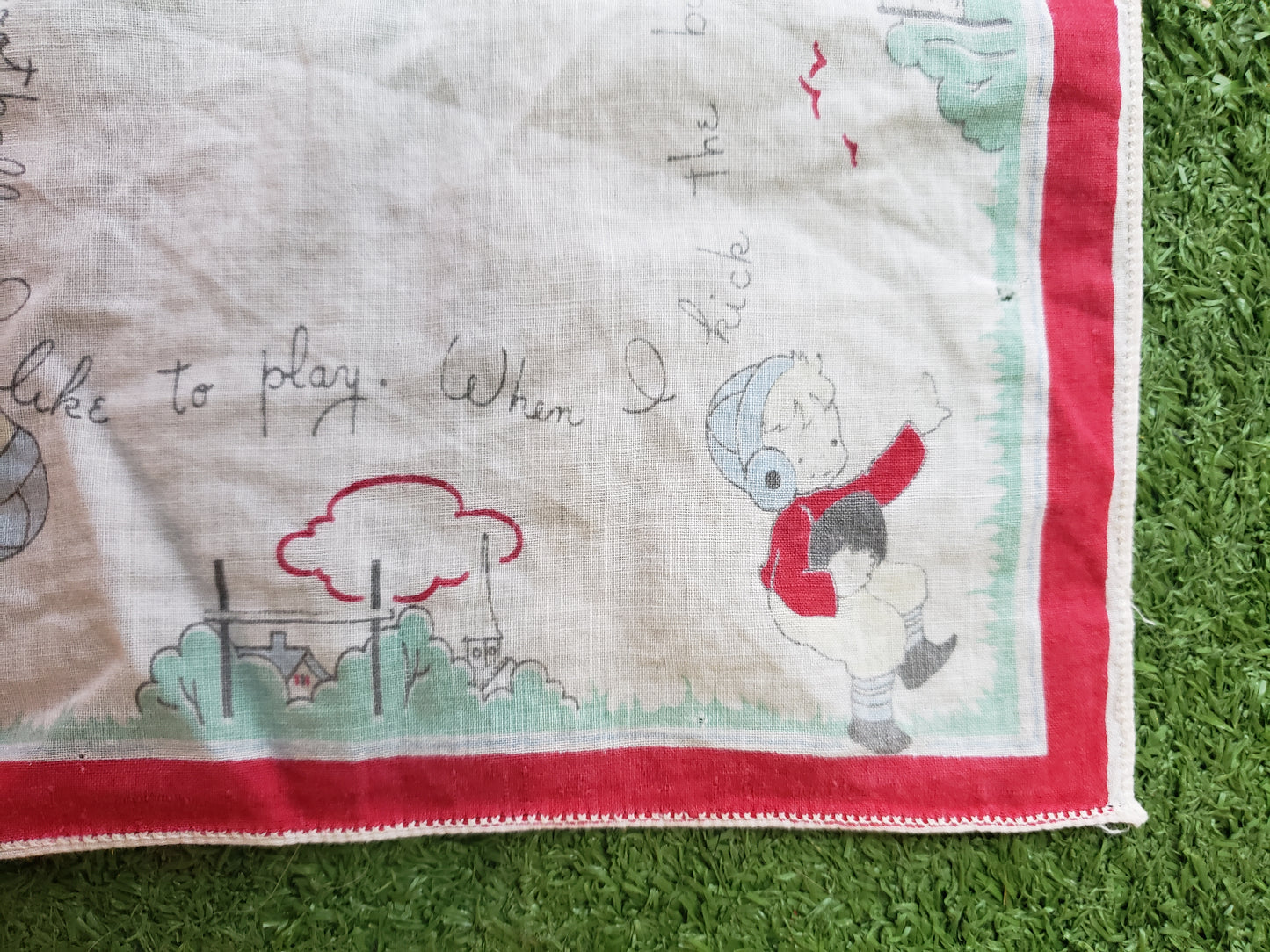 Vintage Football Themed Child's handkerchief