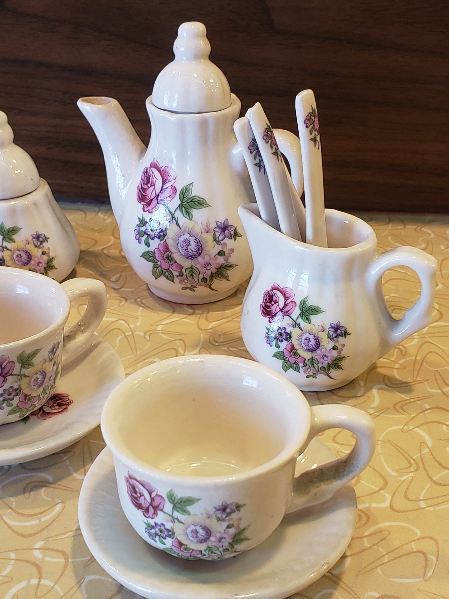 Floral miniature tea set