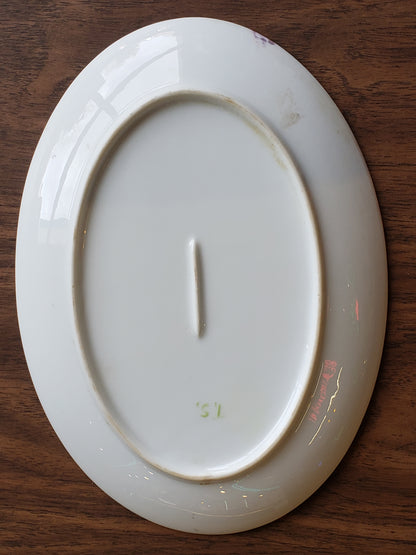 Green Platter with Strawberries vintage