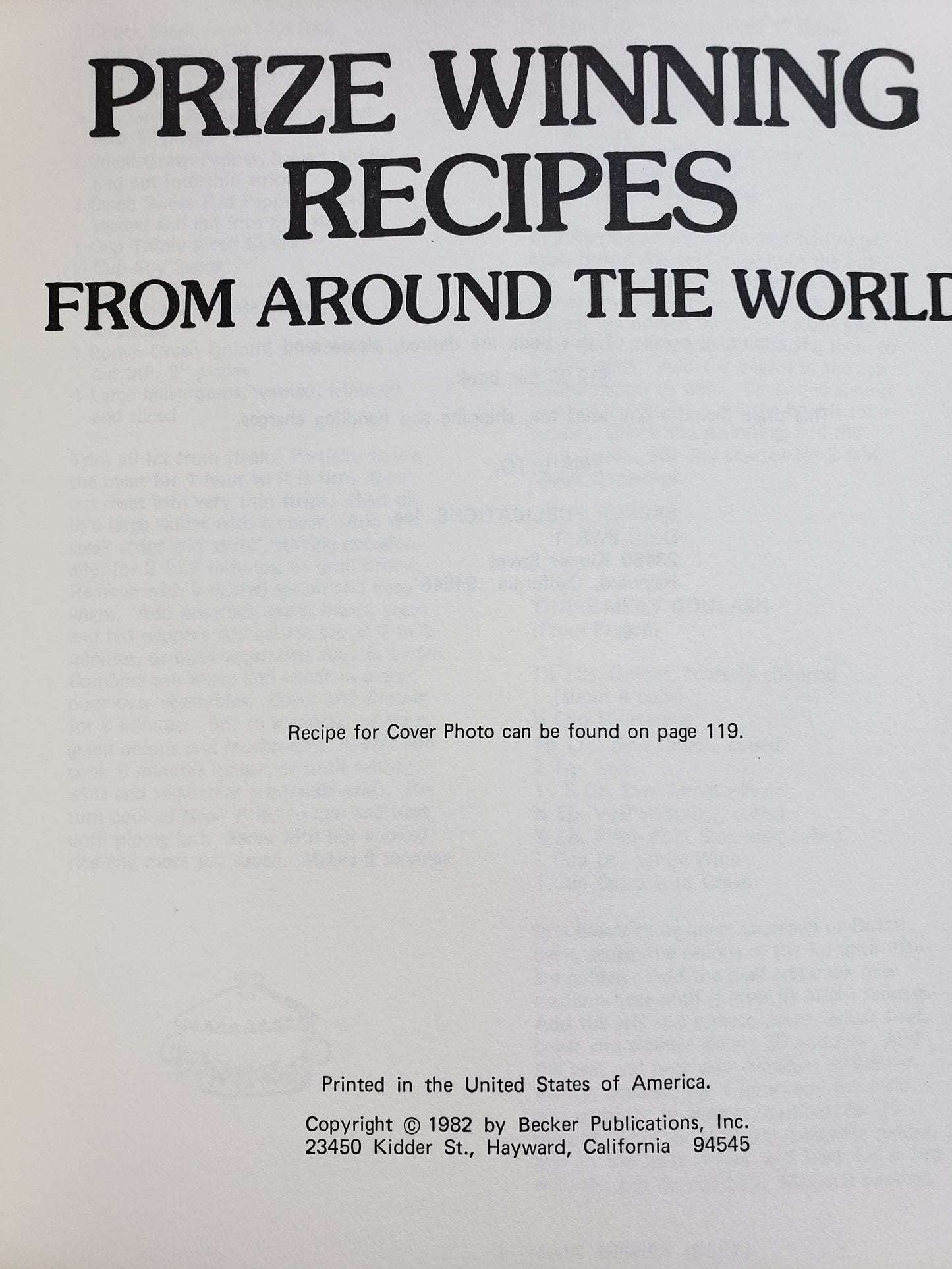 Prize Winning Recipes from around the world (1982)