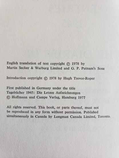 Final Entries 1945 by Joseph Goebbels (1978)