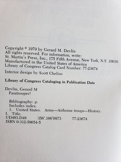 Paratrooper by Gerard M. Devlin (1979)