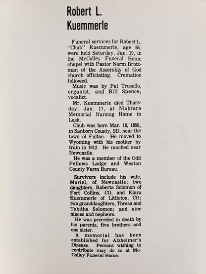 POEMS by R.L. (Chub) Kuemmerle (1986)