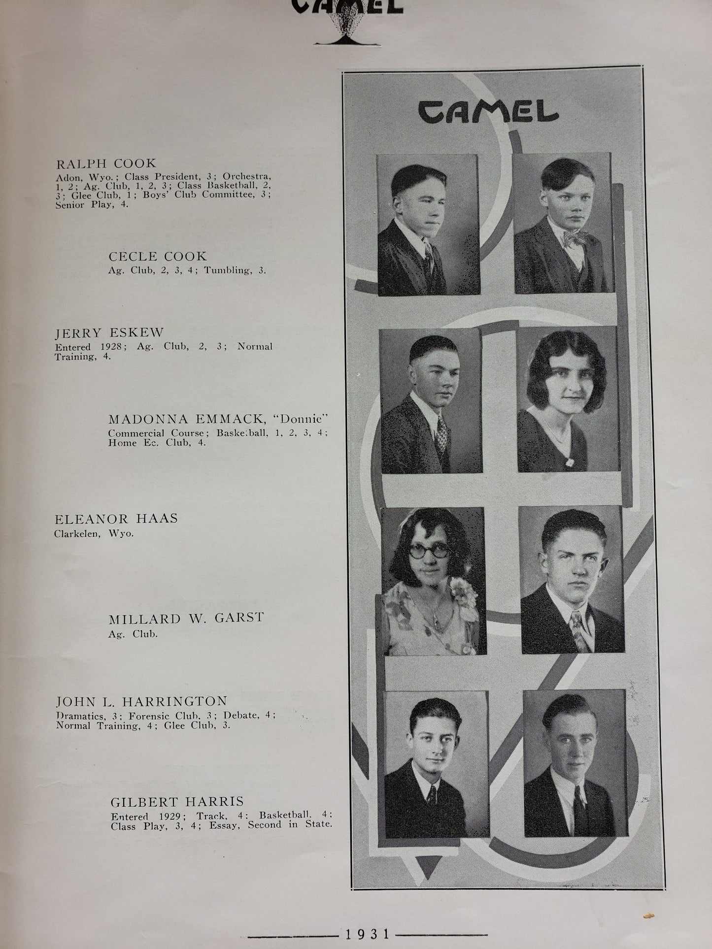 1931 CAMEL yearbook Campbell County High School Gillette Wyoming
