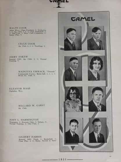 1931 CAMEL yearbook Campbell County High School Gillette Wyoming