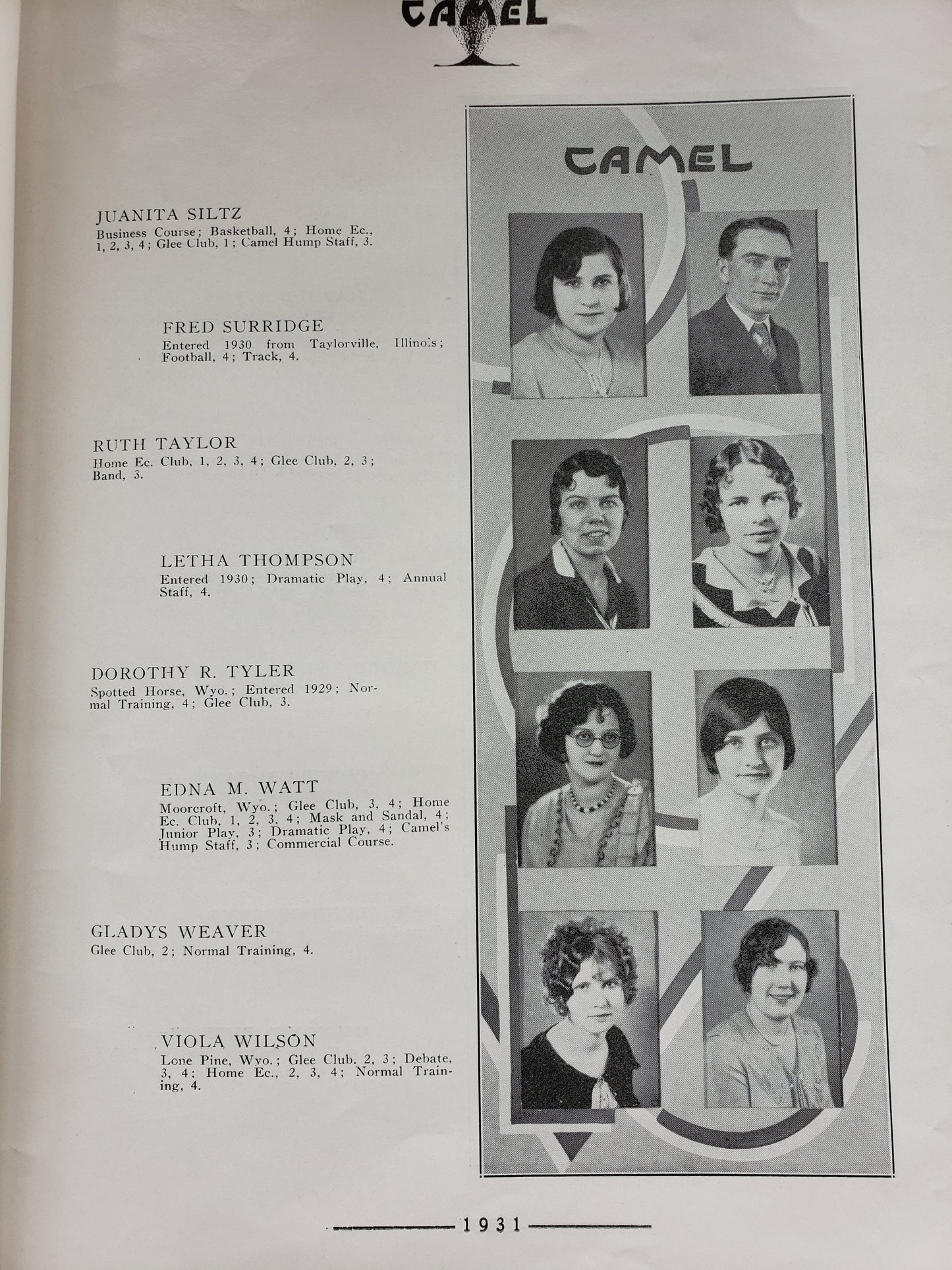 1931 CAMEL yearbook Campbell County High School Gillette Wyoming