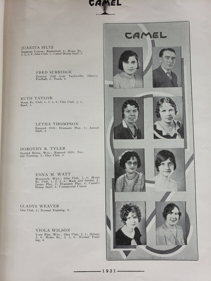1931 CAMEL yearbook Campbell County High School Gillette Wyoming