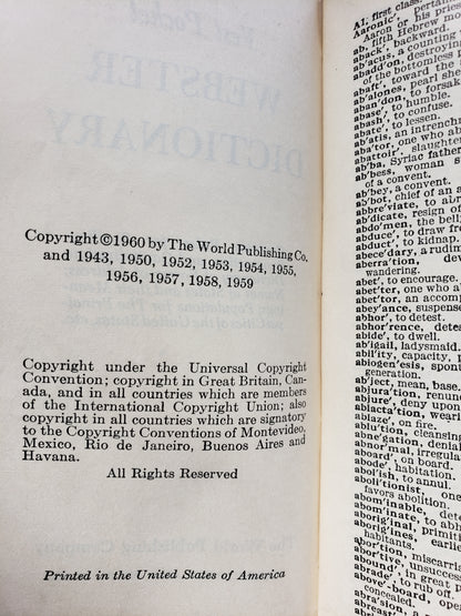 1959 Webster Vest Pocket Dictionary