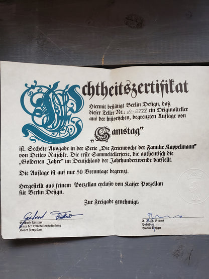 Saturday commemorative plate by Detlev Nitschke