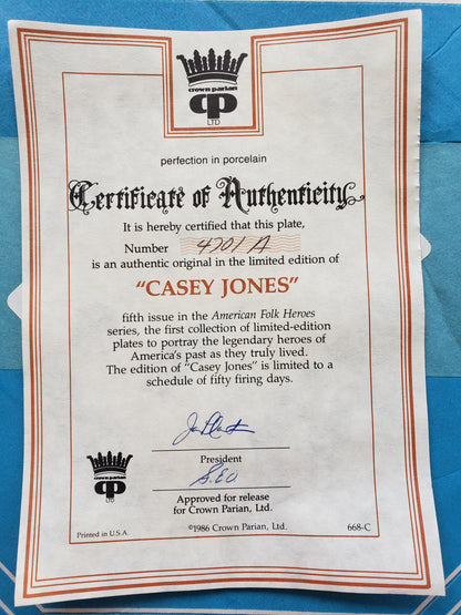 Casey Jones commemorative plate