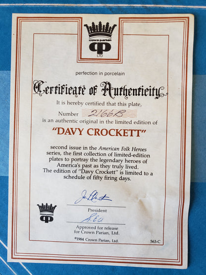 Davy Crockett commemorative plate