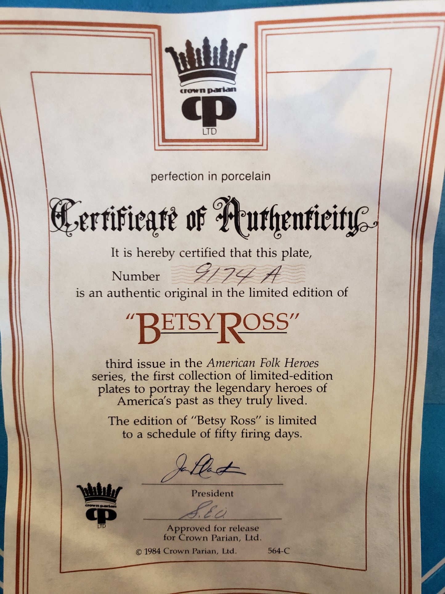 Betsy Ross commemorative plate