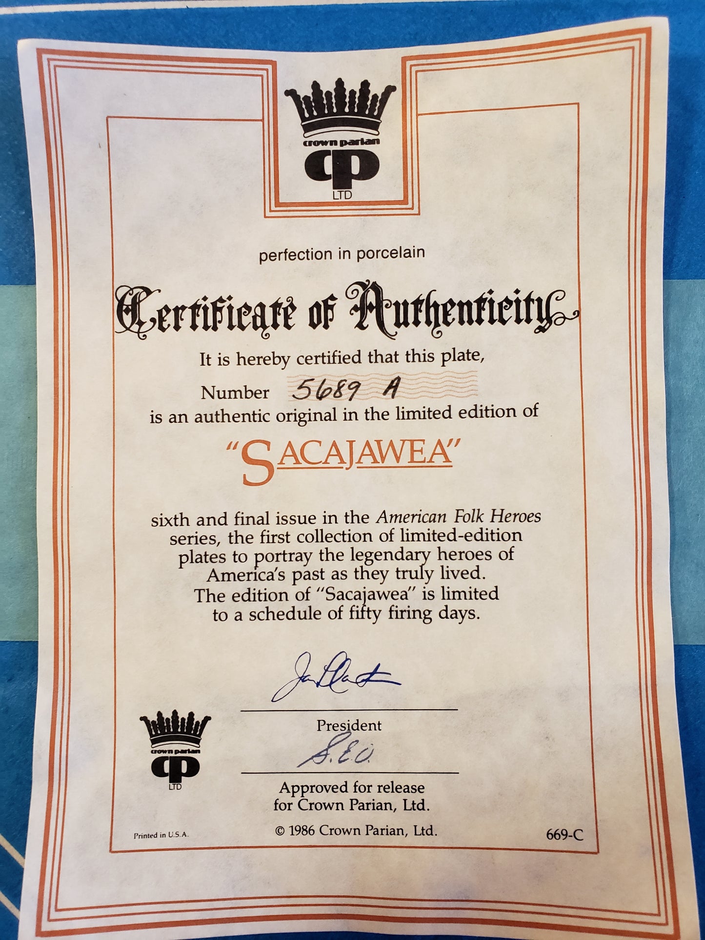 Sacajawea commemorative plate