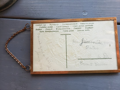 1908 Birthday Greetings Postcard Copper Framed