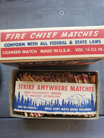 Fire Chief Strike Anywhere box with matches