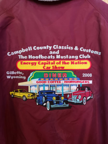Maroon 2008 Car Club Jacket XL Campbell County Customs & Classics/ Hoofbeats Mustang Club