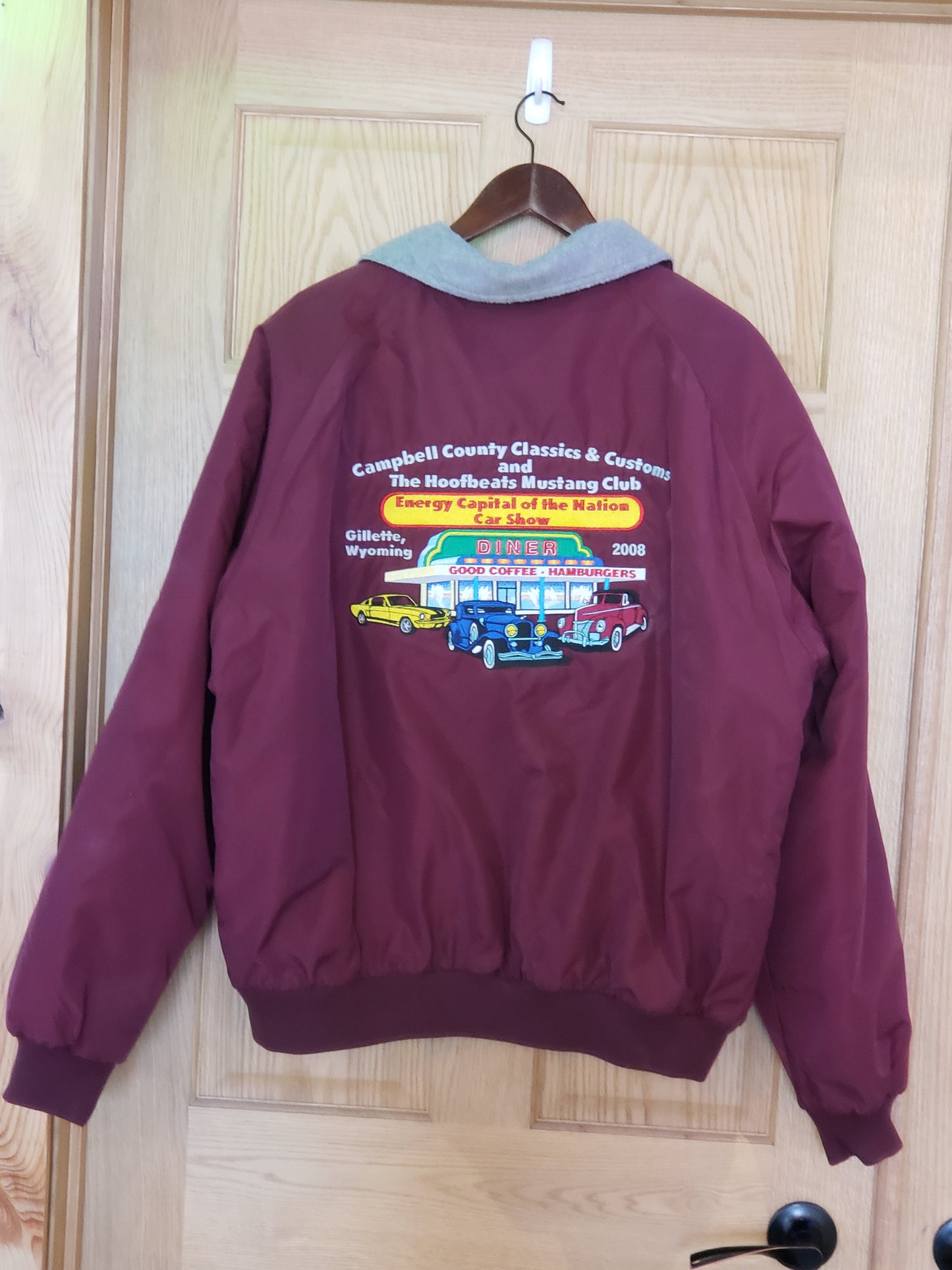 Maroon 2008 Car Club Jacket XL Campbell County Customs & Classics/ Hoofbeats Mustang Club