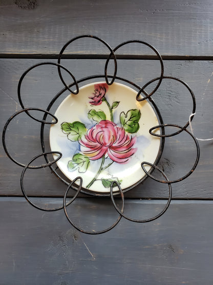 Vintage Souvenir Flower Plate wall hang