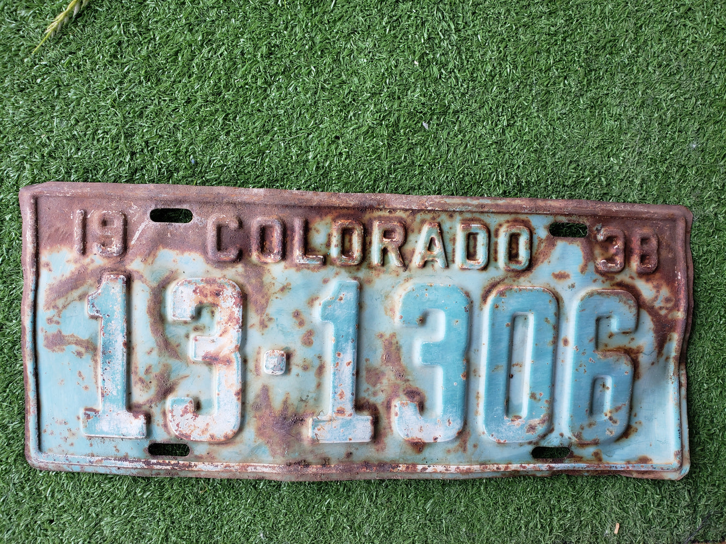 1938 Colorado license plate #13 1306