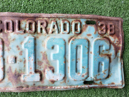 1938 Colorado license plate #13 1306
