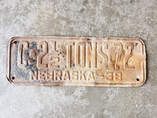 1938 Nebraska 2 1/2 ton license plate