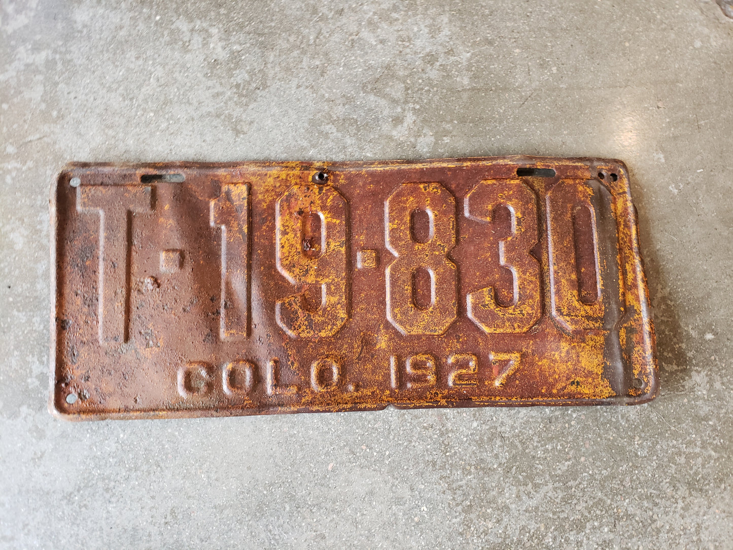 1927 Colorado license plate T-19-830