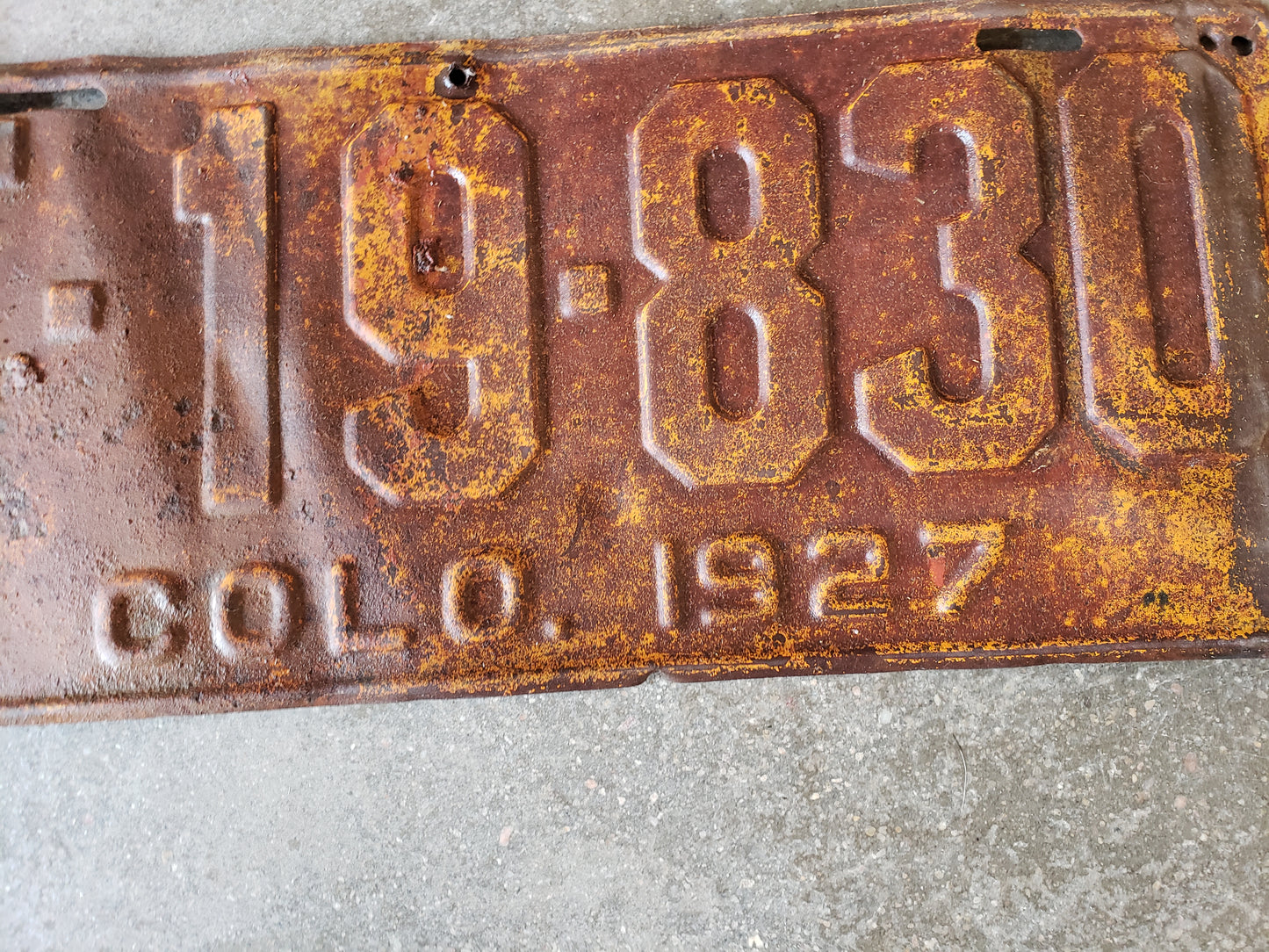 1927 Colorado license plate T-19-830