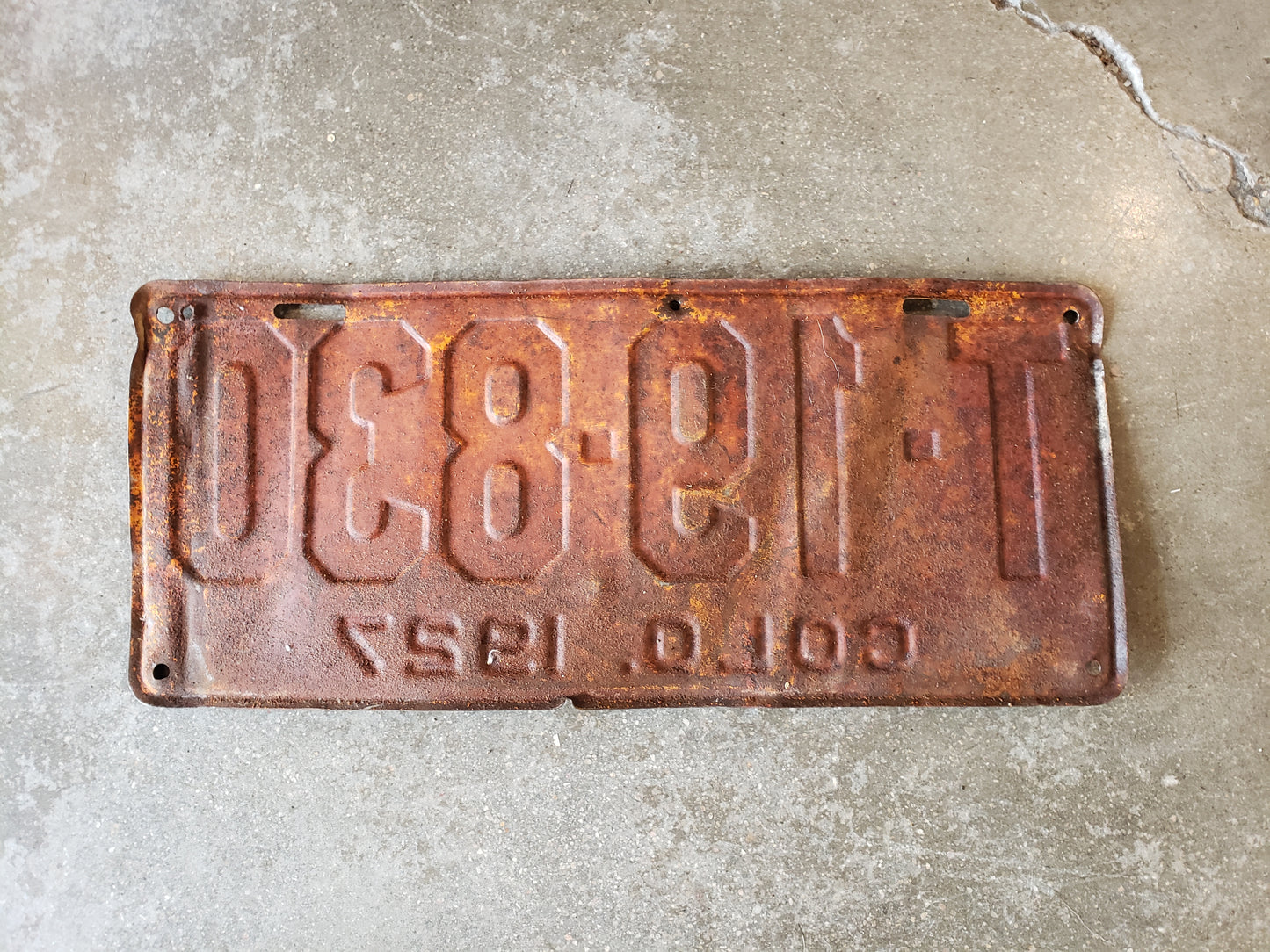 1927 Colorado license plate T-19-830